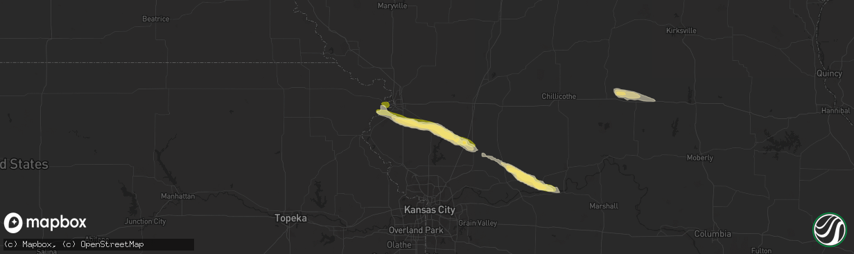 Hail map in Gower, MO on September 15, 2014