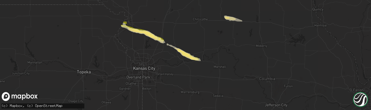 Hail map in Hardin, MO on September 15, 2014