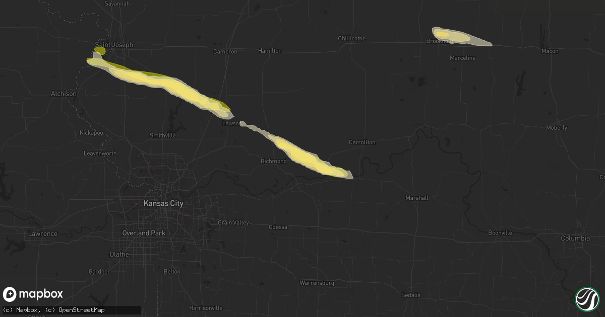 Hail map in Hardin, MO on September 15, 2014