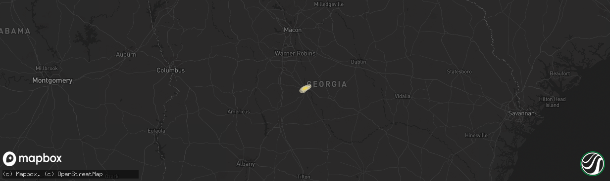 Hail map in Hawkinsville, GA on September 15, 2014