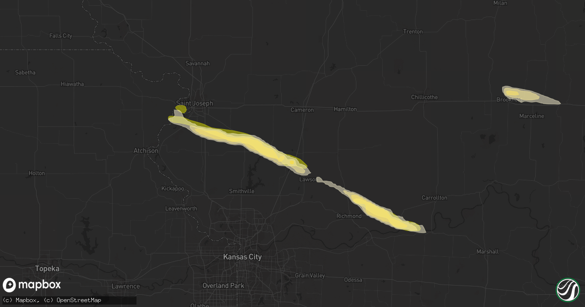 Hail map in Lathrop, MO on September 15, 2014