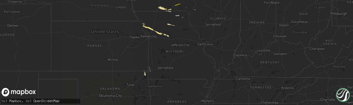 Hail map in Missouri on September 15, 2014