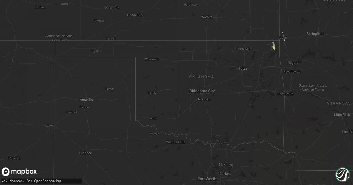 Hail map in Oklahoma on September 15, 2014