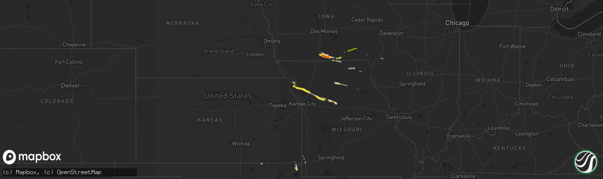 Hail map on September 15, 2014