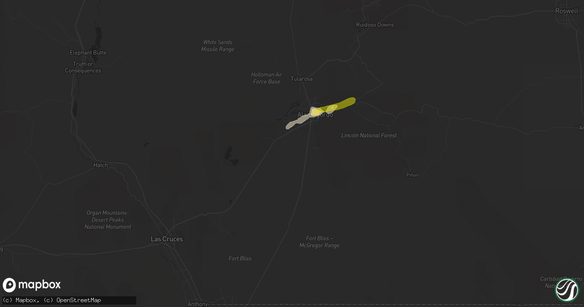 Hail map in Alamogordo, NM on September 15, 2016