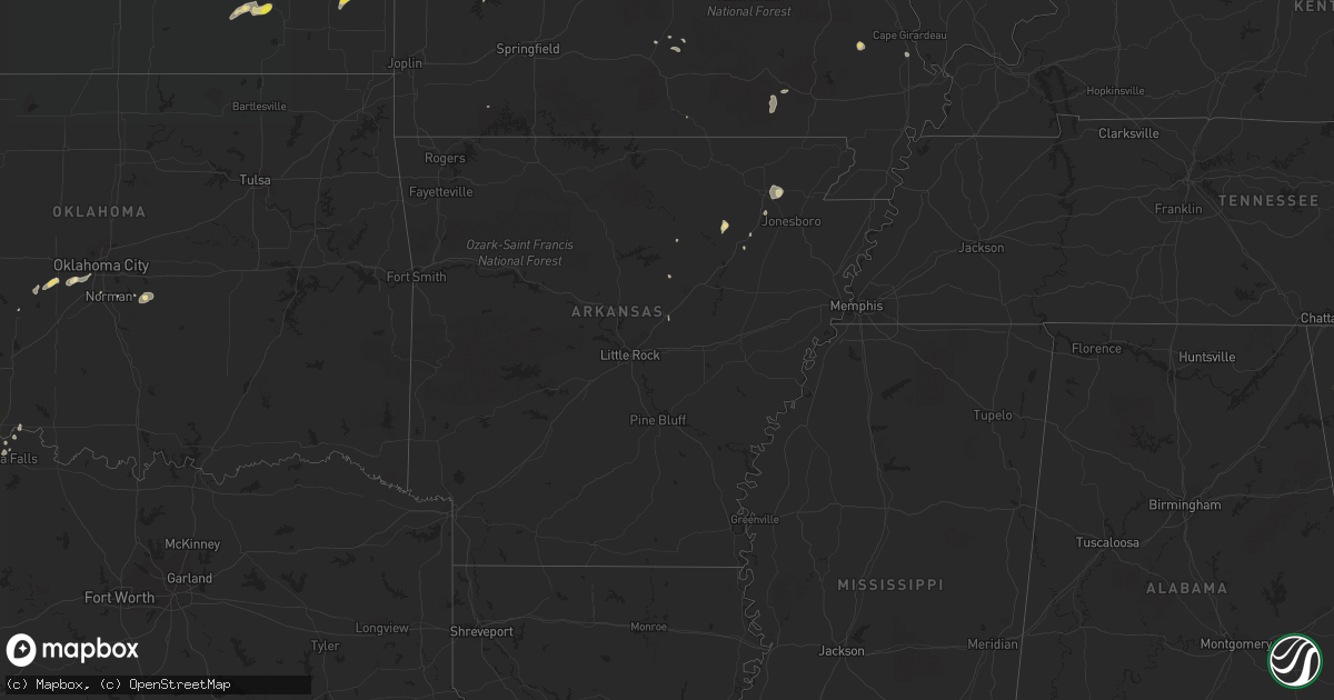 Hail map in Arkansas on September 15, 2016