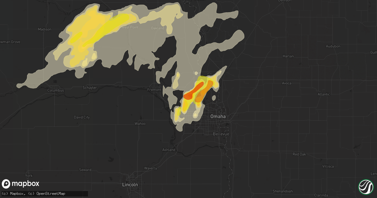 Hail map in Bennington, NE on September 15, 2016