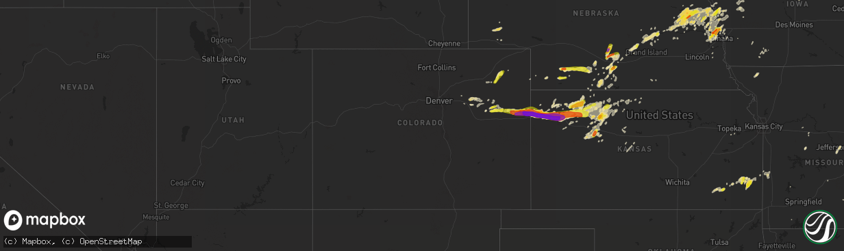 Hail map in Colorado on September 15, 2016