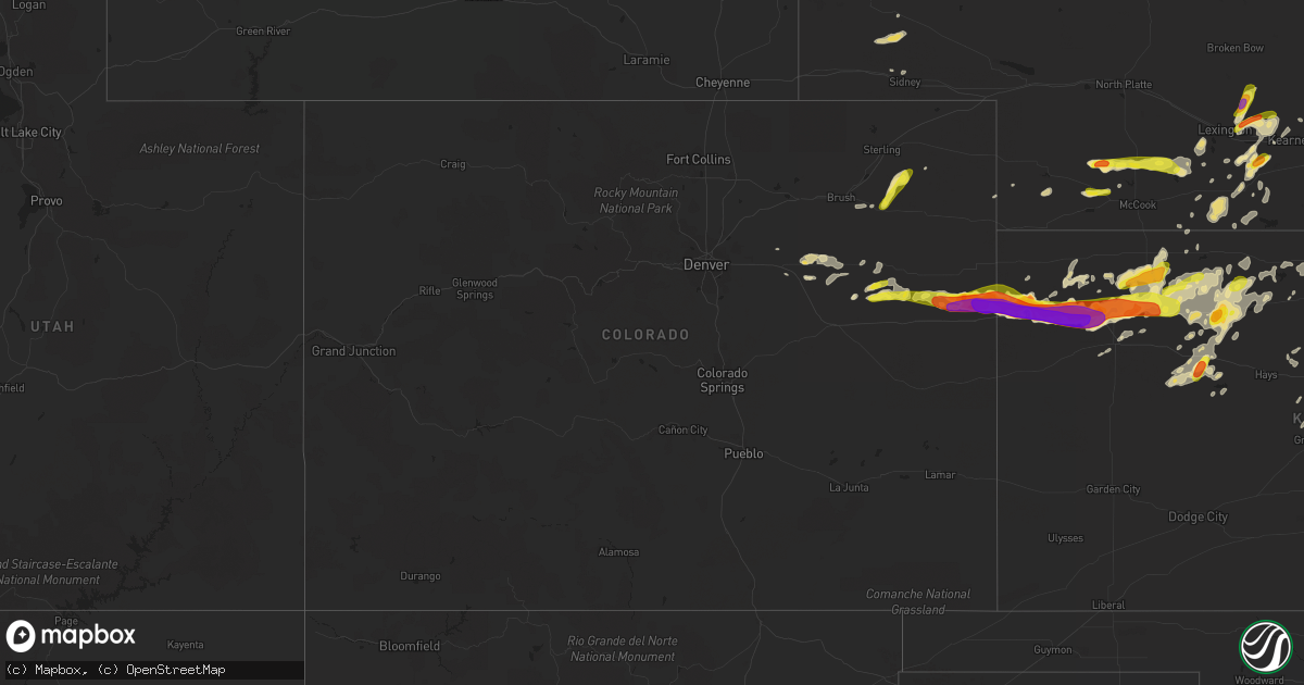 Hail map in Colorado on September 15, 2016