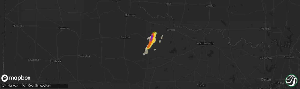 Hail map in Crowell, TX on September 15, 2016