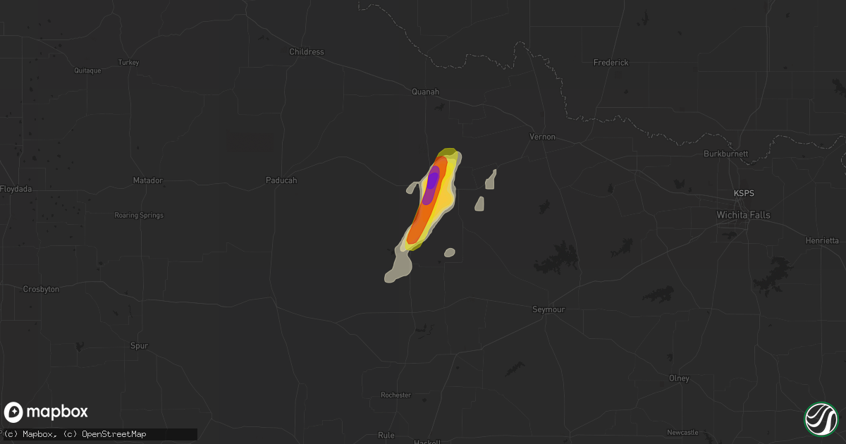 Hail map in Crowell, TX on September 15, 2016