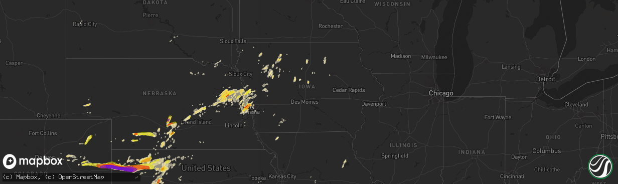 Hail map in Iowa on September 15, 2016