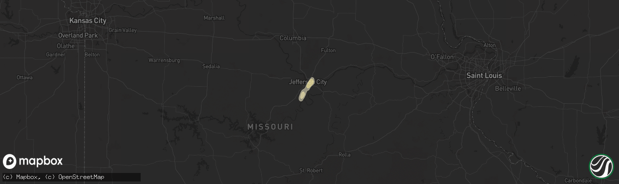 Hail map in Jefferson City, MO on September 15, 2016