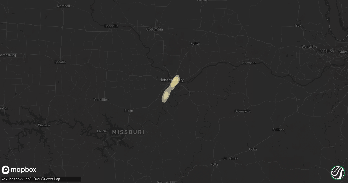 Hail map in Jefferson City, MO on September 15, 2016