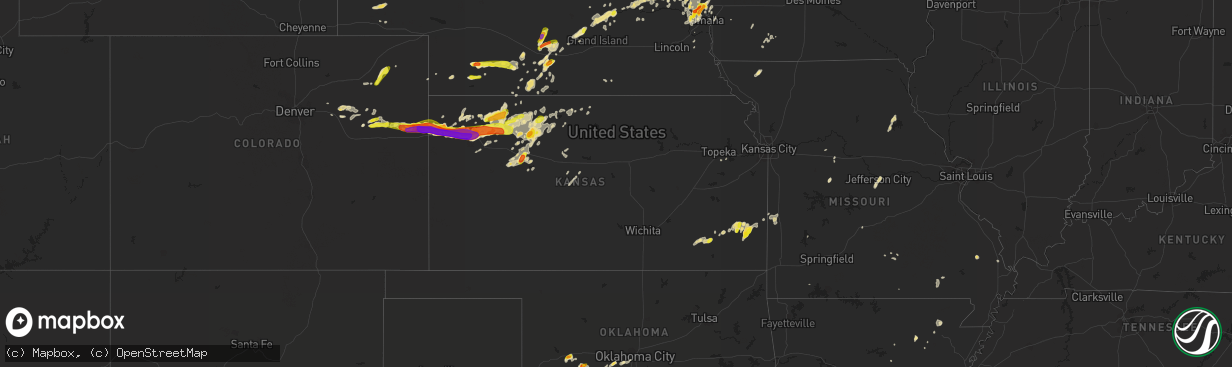 Hail map in Kansas on September 15, 2016