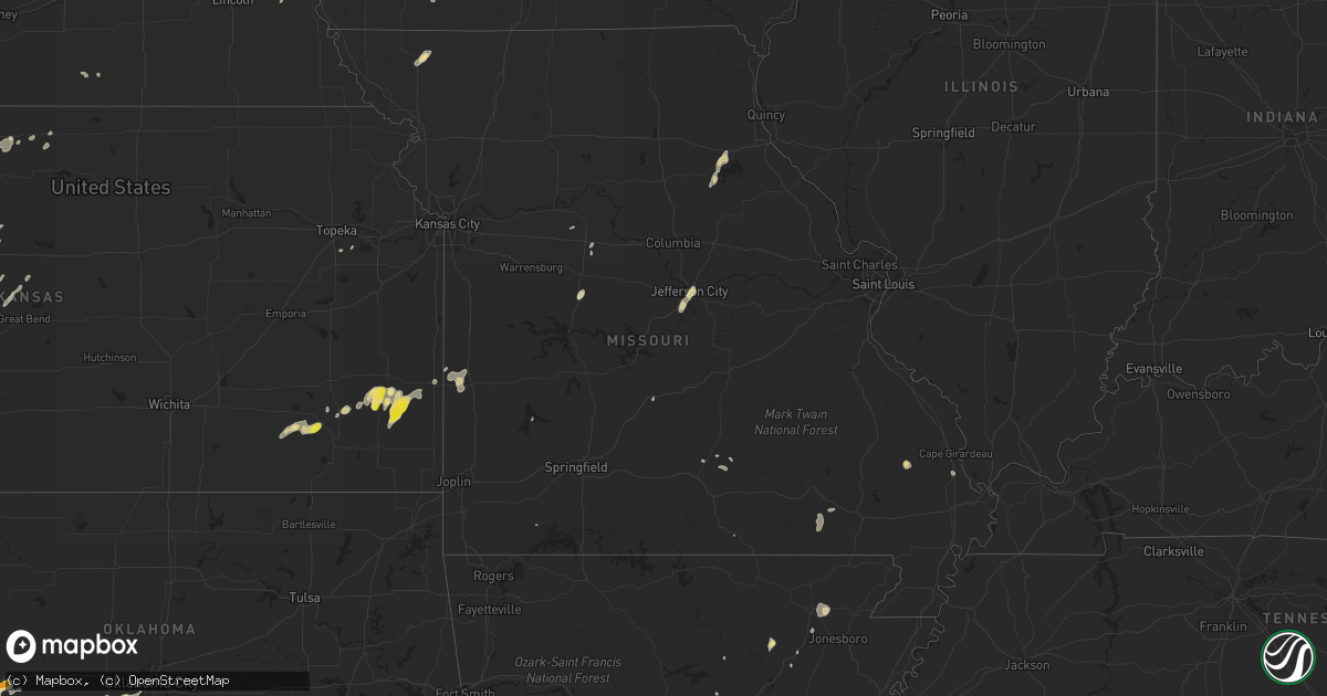 Hail map in Missouri on September 15, 2016