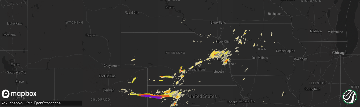 Hail map in Nebraska on September 15, 2016