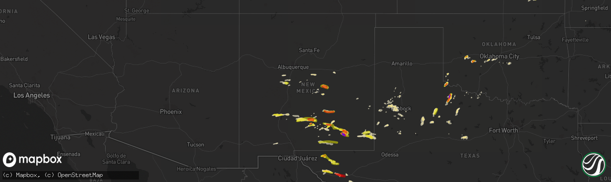 Hail map in New Mexico on September 15, 2016