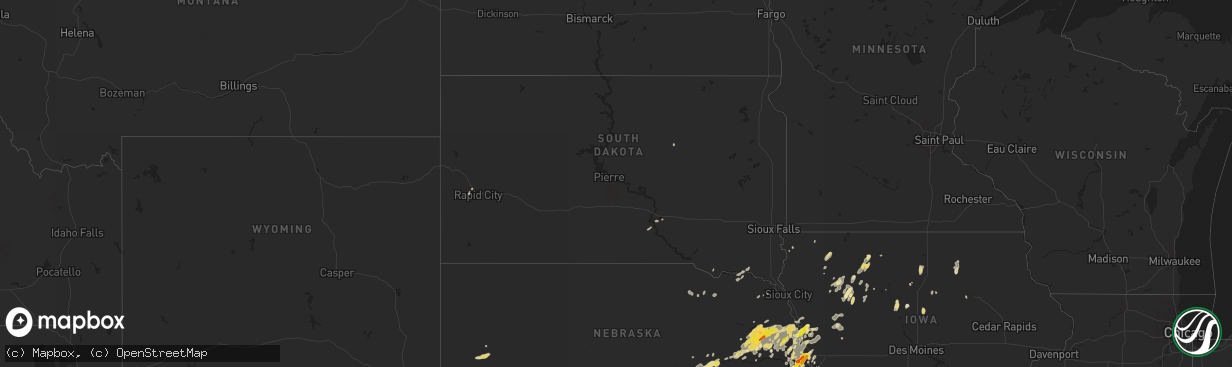 Hail map in South Dakota on September 15, 2016