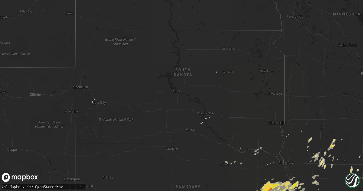 Hail map in South Dakota on September 15, 2016