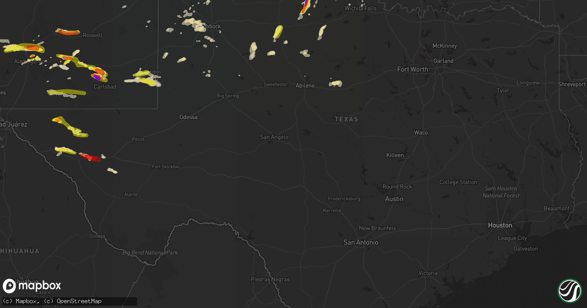 Hail map in Texas on September 15, 2016