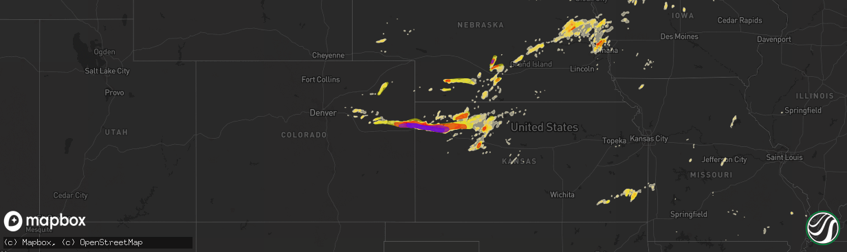 Hail map on September 15, 2016