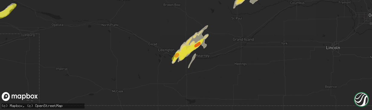 Hail map in Elm Creek, NE on September 15, 2017