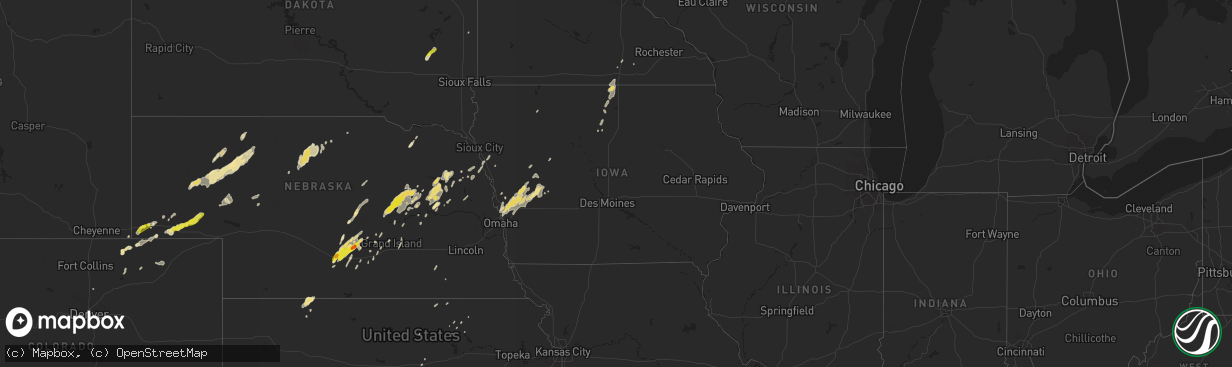 Hail map in Iowa on September 15, 2017