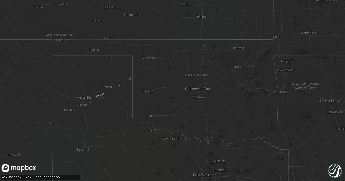 Hail map in Oklahoma on September 15, 2017
