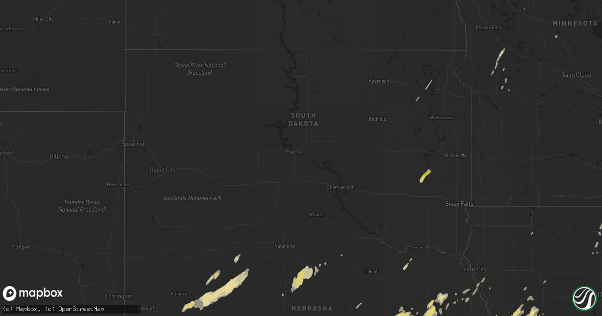 Hail map in South Dakota on September 15, 2017