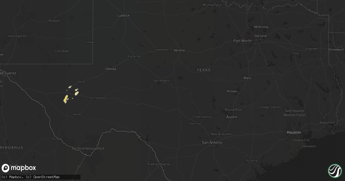 Hail map in Texas on September 15, 2017