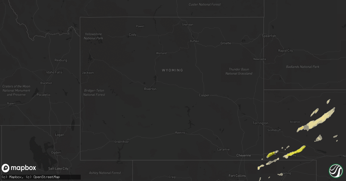 Hail map in Wyoming on September 15, 2017