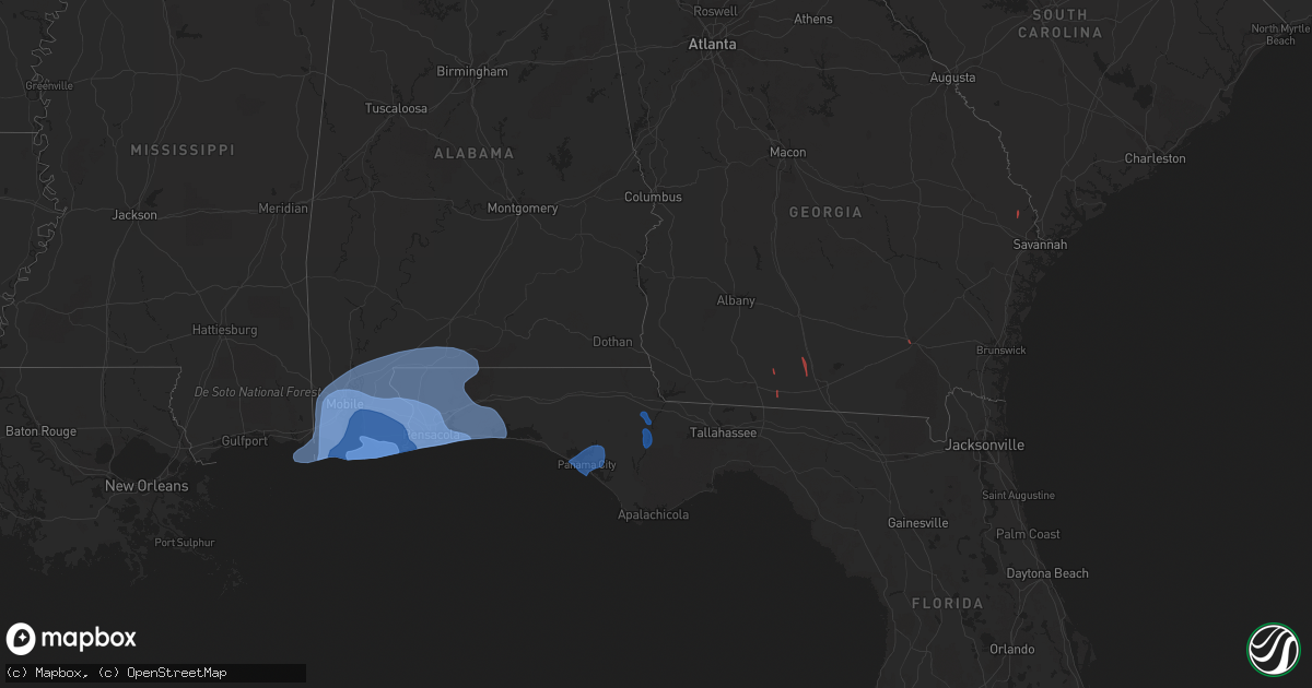 Hail map in Alabama on September 15, 2020