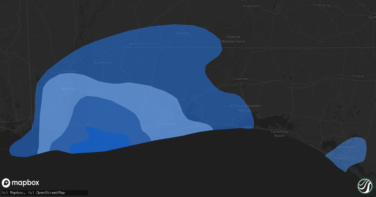 Hail map in Cantonment, FL on September 15, 2020