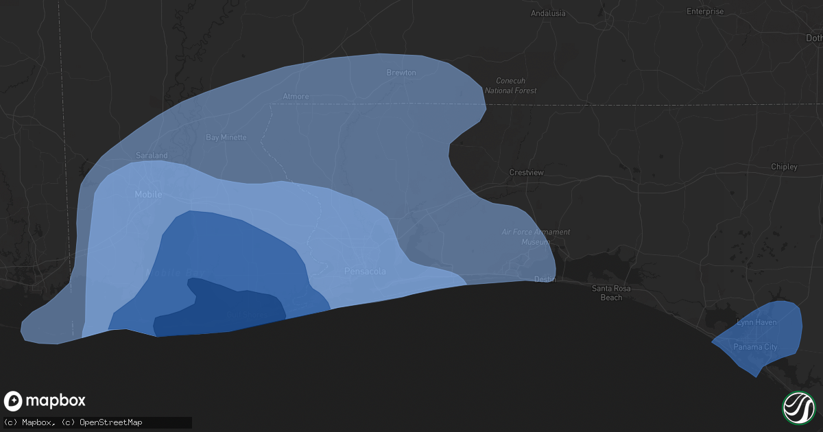 Hail map in Fairhope, AL on September 15, 2020