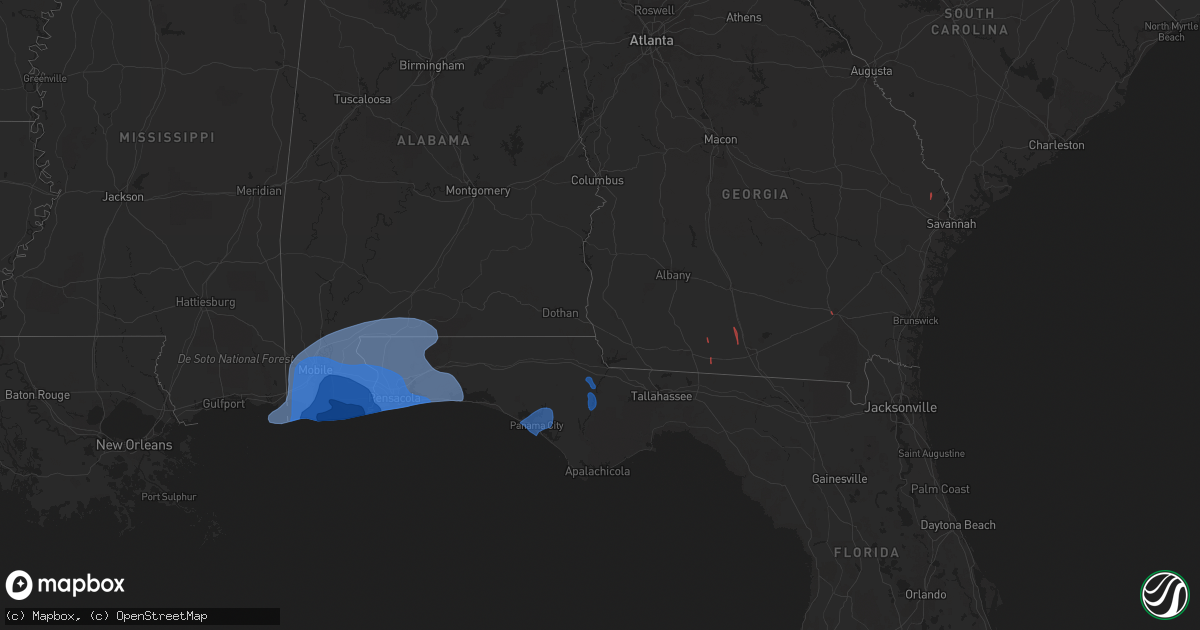 Hail map in Florida on September 15, 2020