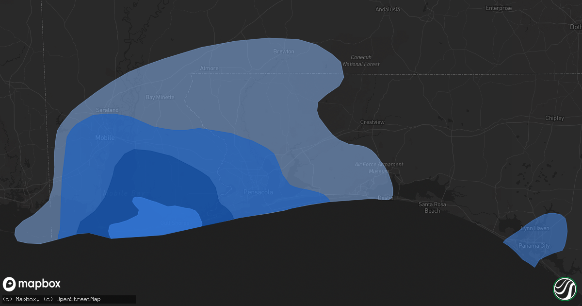 Hail map in Foley, AL on September 15, 2020