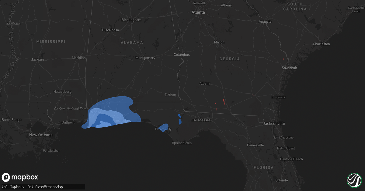 Hail map in Georgia on September 15, 2020