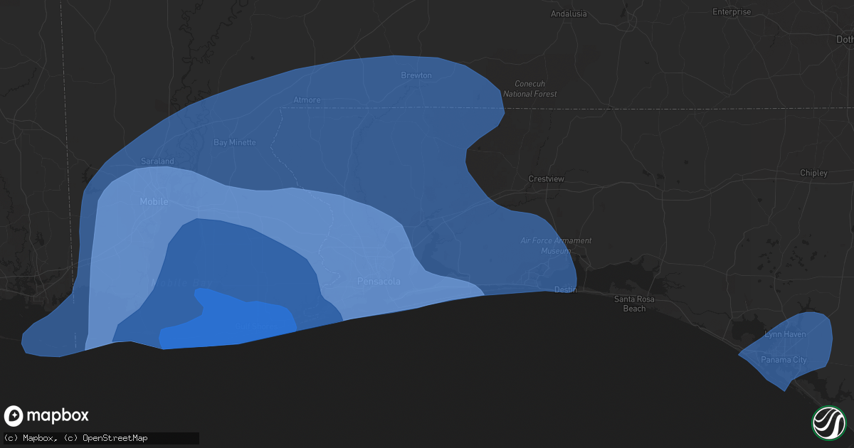 Hail map in Gulf Breeze, FL on September 15, 2020