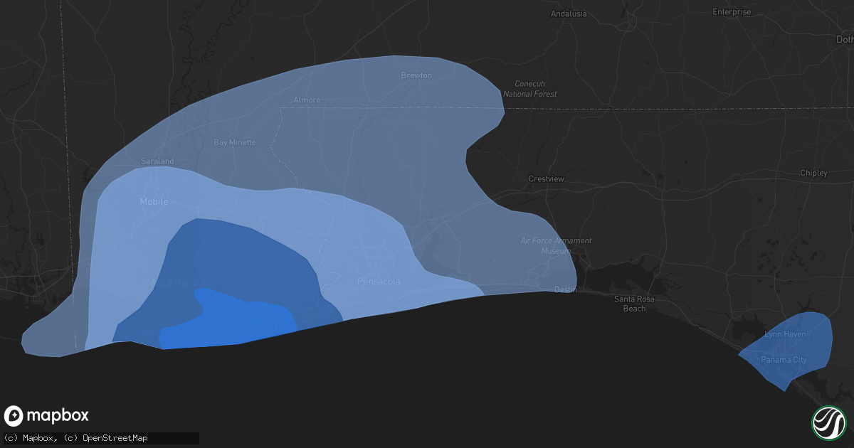 Hail map in Mobile, AL on September 15, 2020