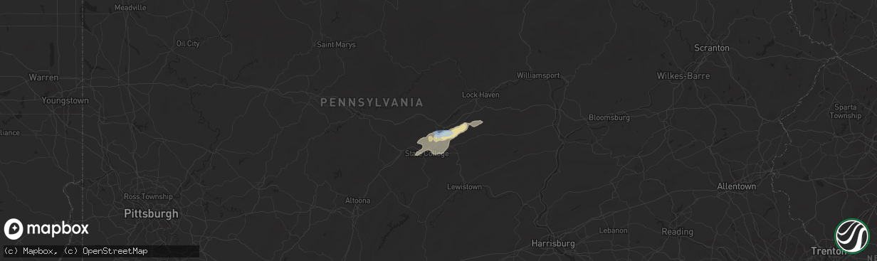 Hail map in Bellefonte, PA on September 15, 2021