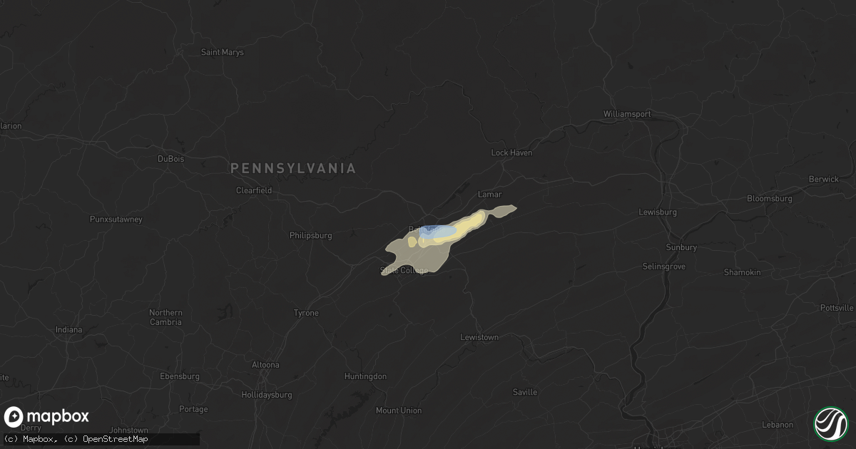 Hail map in Bellefonte, PA on September 15, 2021