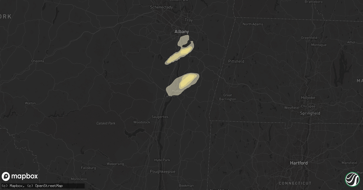 Hail map in Hudson, NY on September 15, 2021