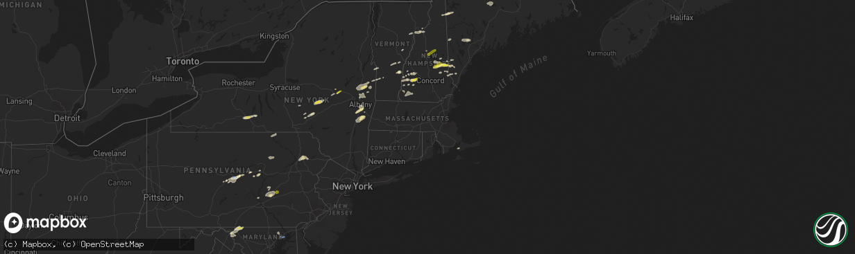 Hail map in Massachusetts on September 15, 2021