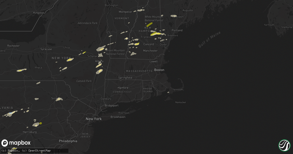 Hail map in Massachusetts on September 15, 2021