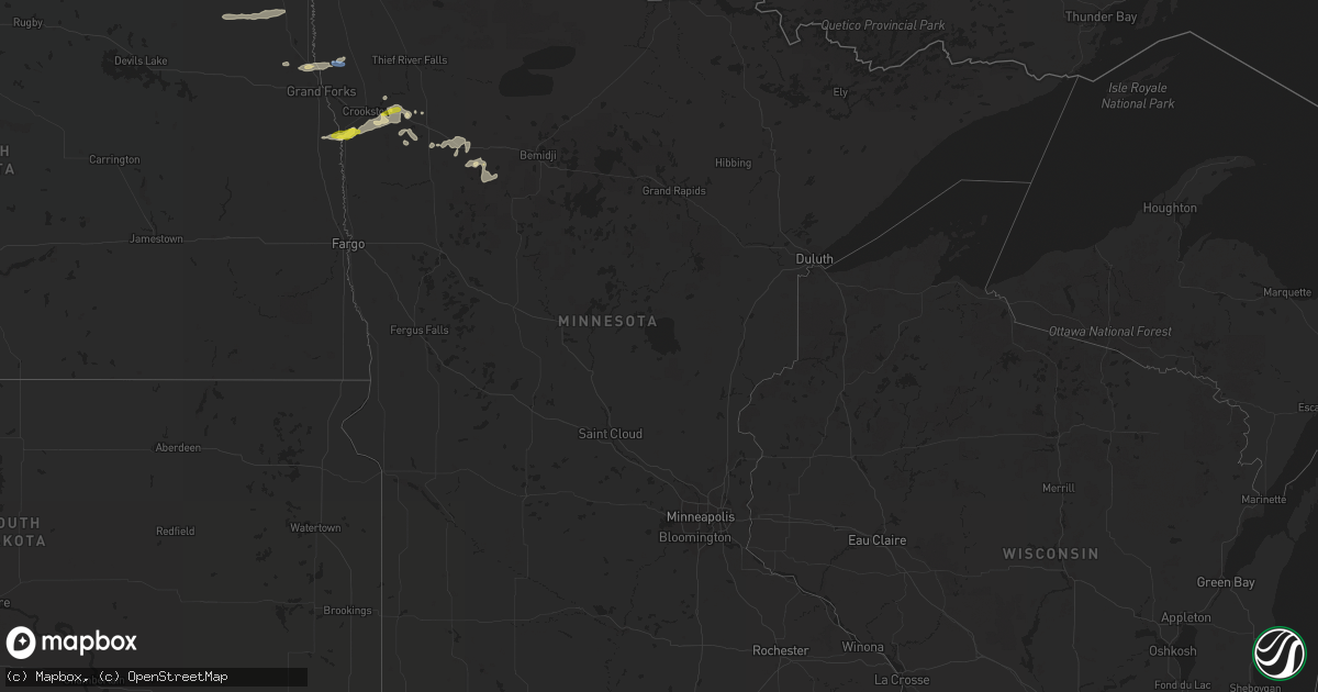 Hail map in Minnesota on September 15, 2021