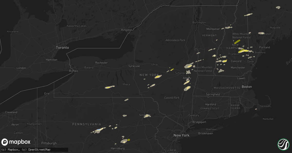 Hail map in New York on September 15, 2021
