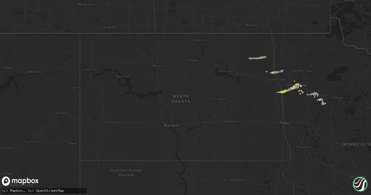Hail map in North Dakota on September 15, 2021