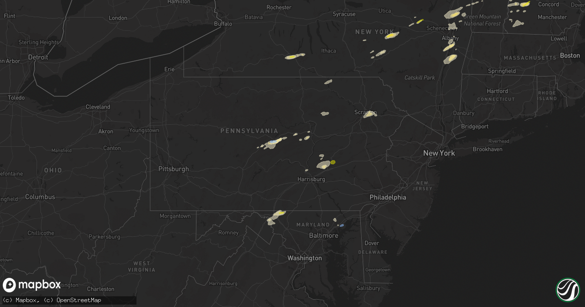 Hail map in Pennsylvania on September 15, 2021