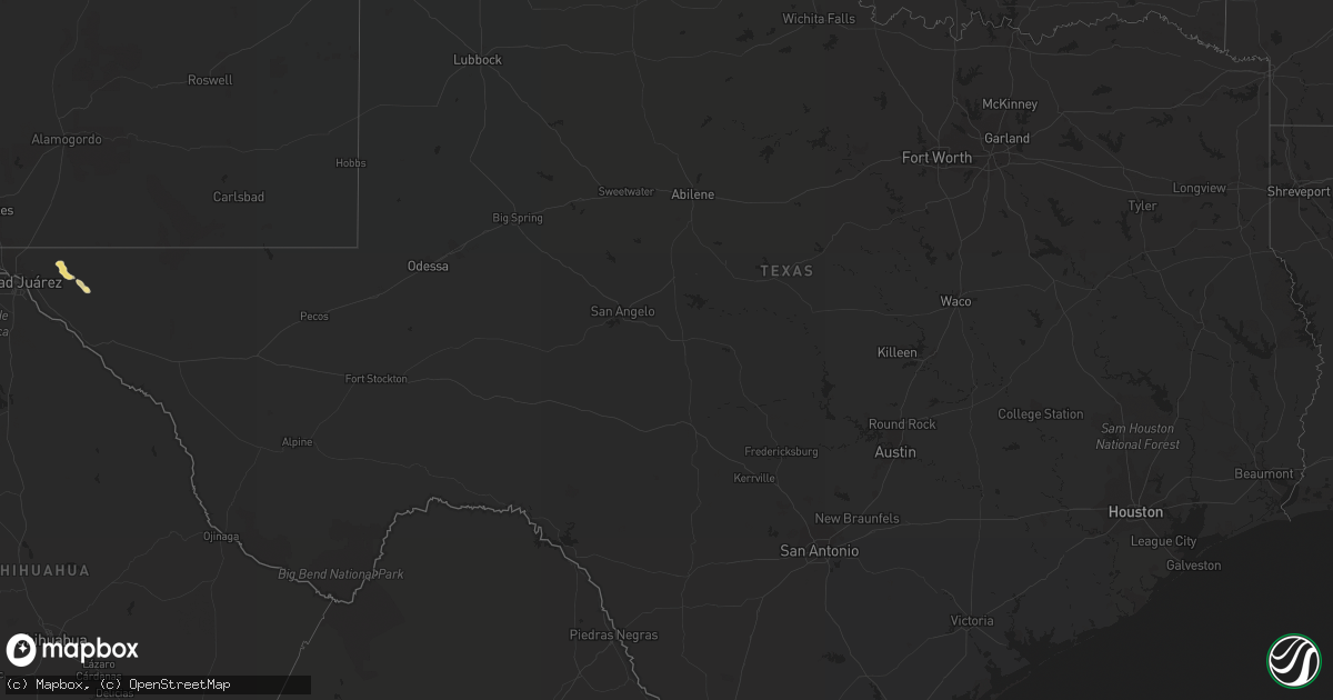 Hail map in Texas on September 15, 2021